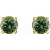 14K Yellow 3 mm Natural Green Sapphire Earrings